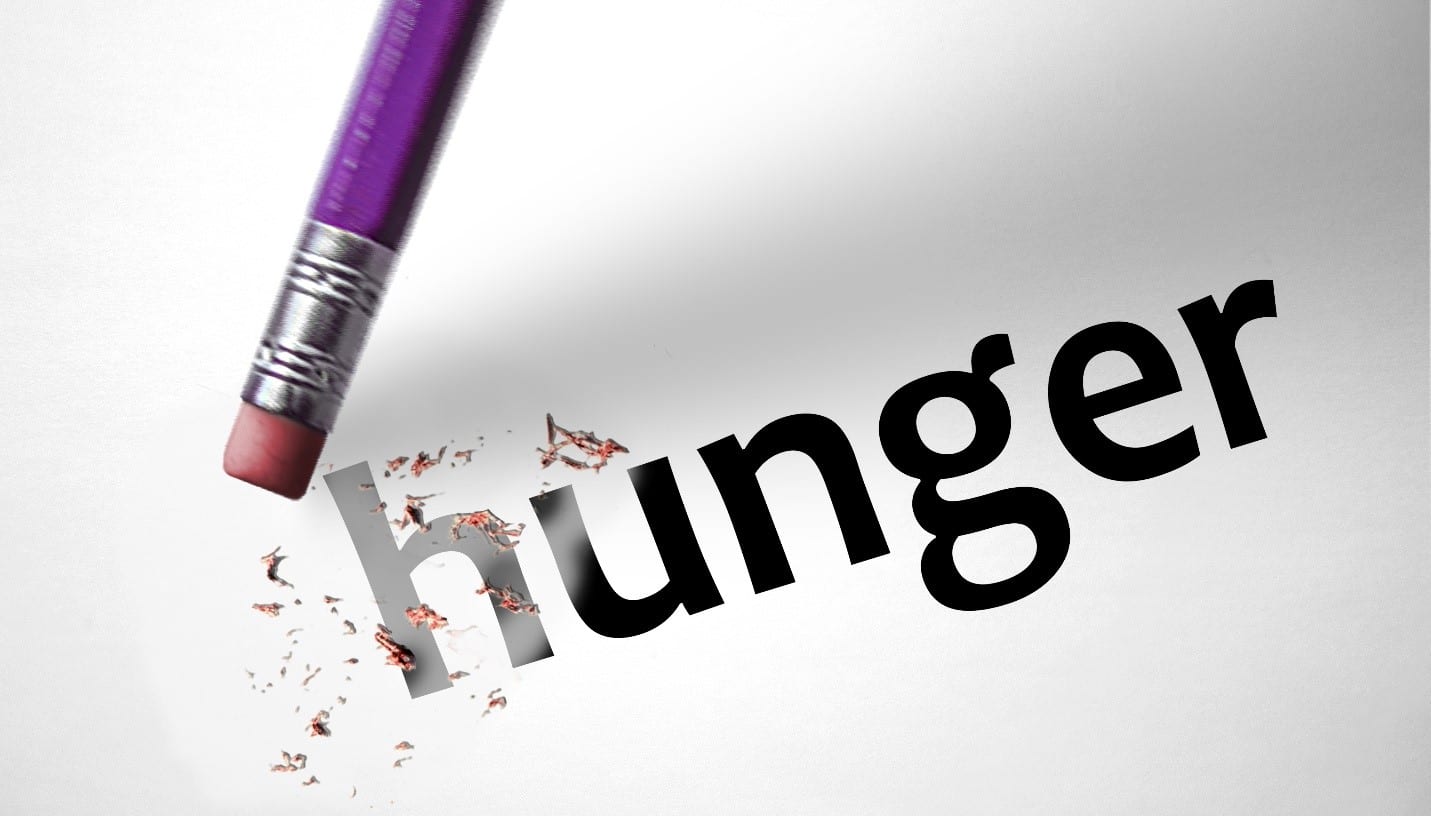 A pencil erasing the word hunger