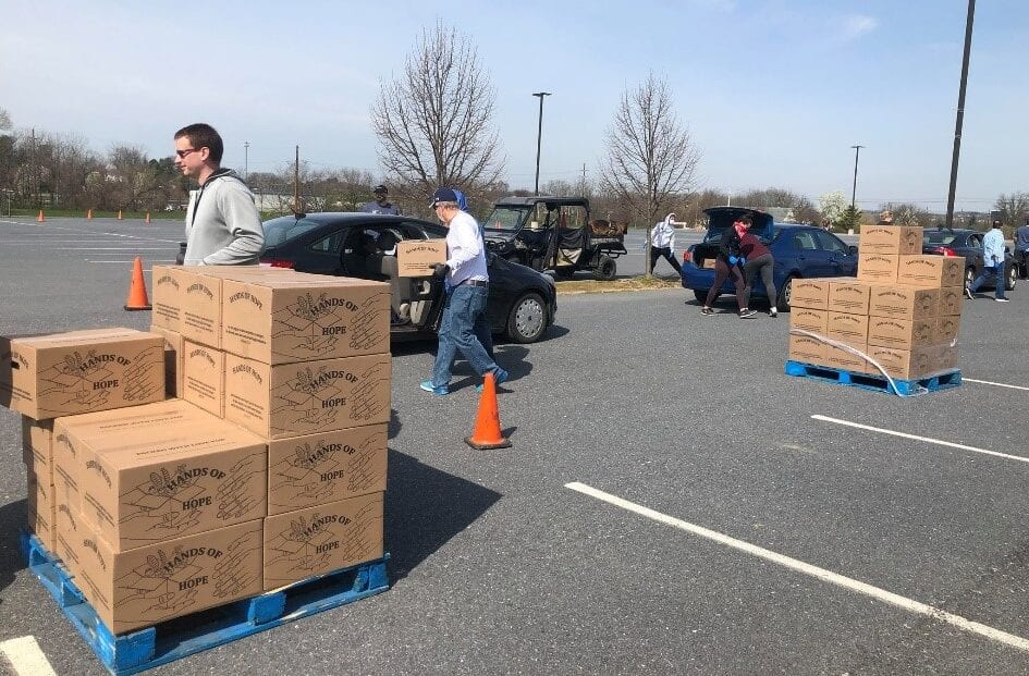 Volunteers distributing food during a recent Blessings of Hope community event